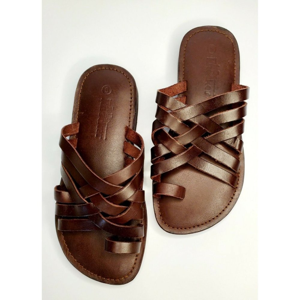 BRAND NEW LEATHER JOLLY KNOCKER ROMAN SANDALS WITH TOE STRAP UNISEX ADULT'S